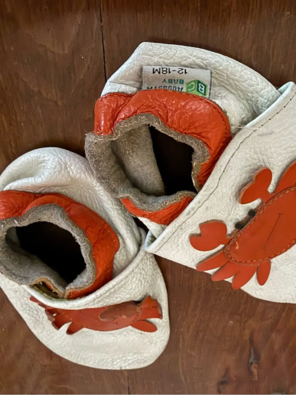 Augusta baby leather crab slip on shoes 12-18 months moccasins